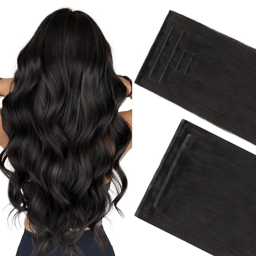 Clip In Human Hair Invisi Edge Seamless Extensions Black #1B 22" 150G 7PCS